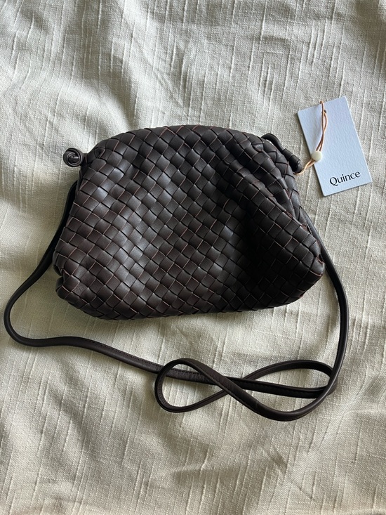 Quince Handbags - Quince Italian Leather Handwoven Pouch Crossbody Clutch Brown NWOT